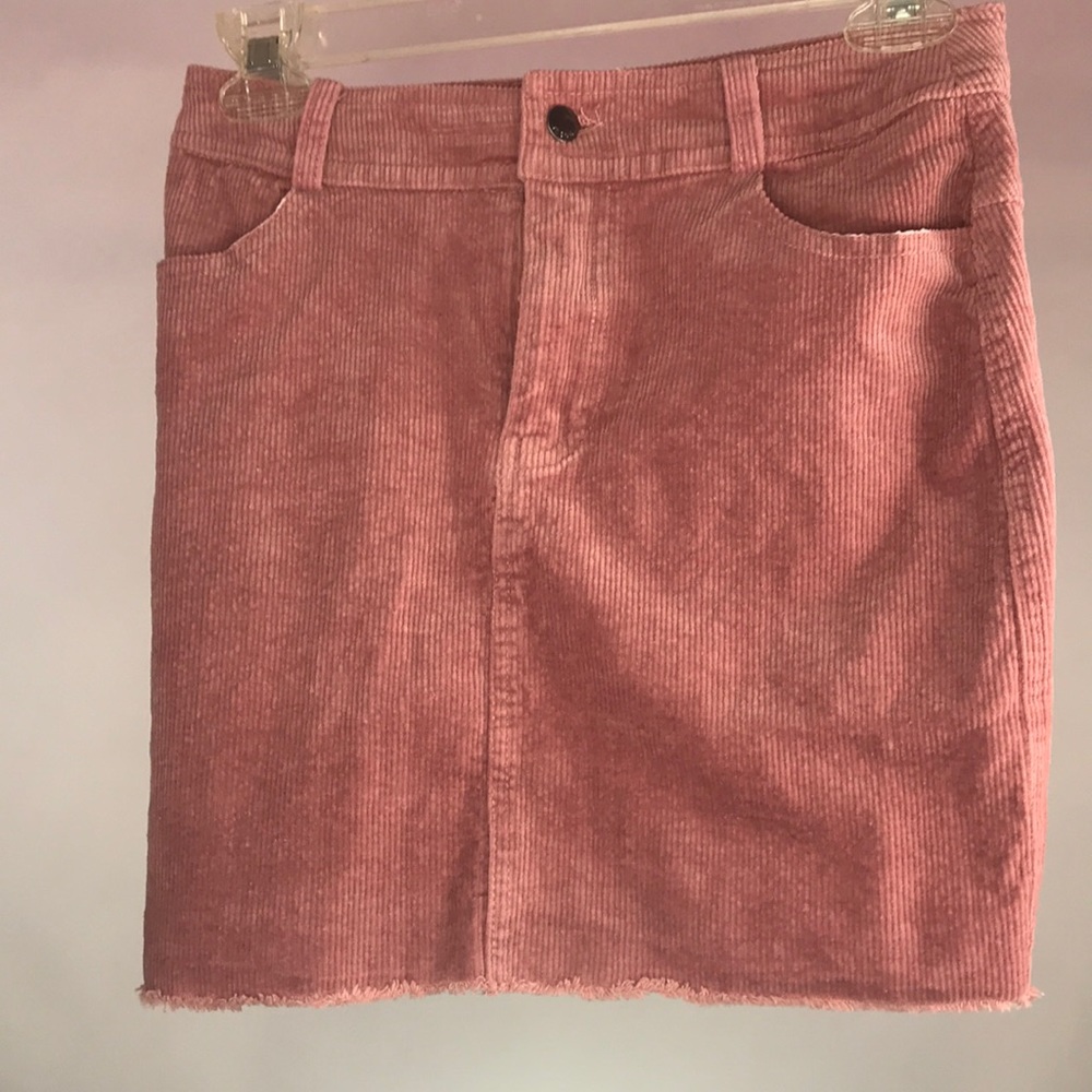 Pink corduroy mini skirt